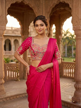 Fuchsia pink saree