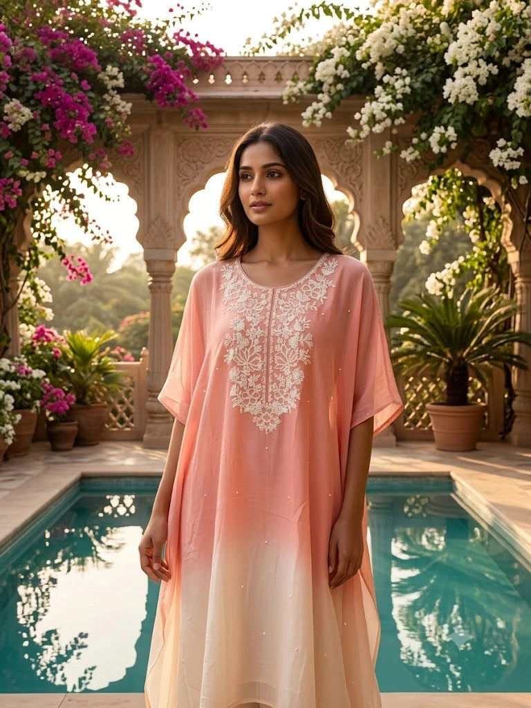 This Draped ensemble paired  Kaftan Set