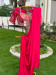 Fuchsia pink saree