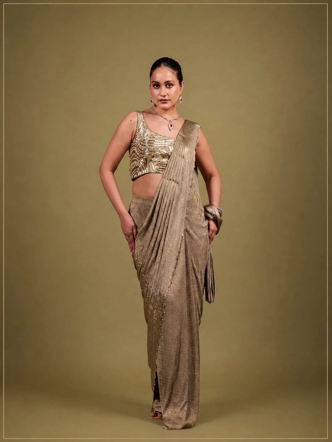 Mettalic gold drape