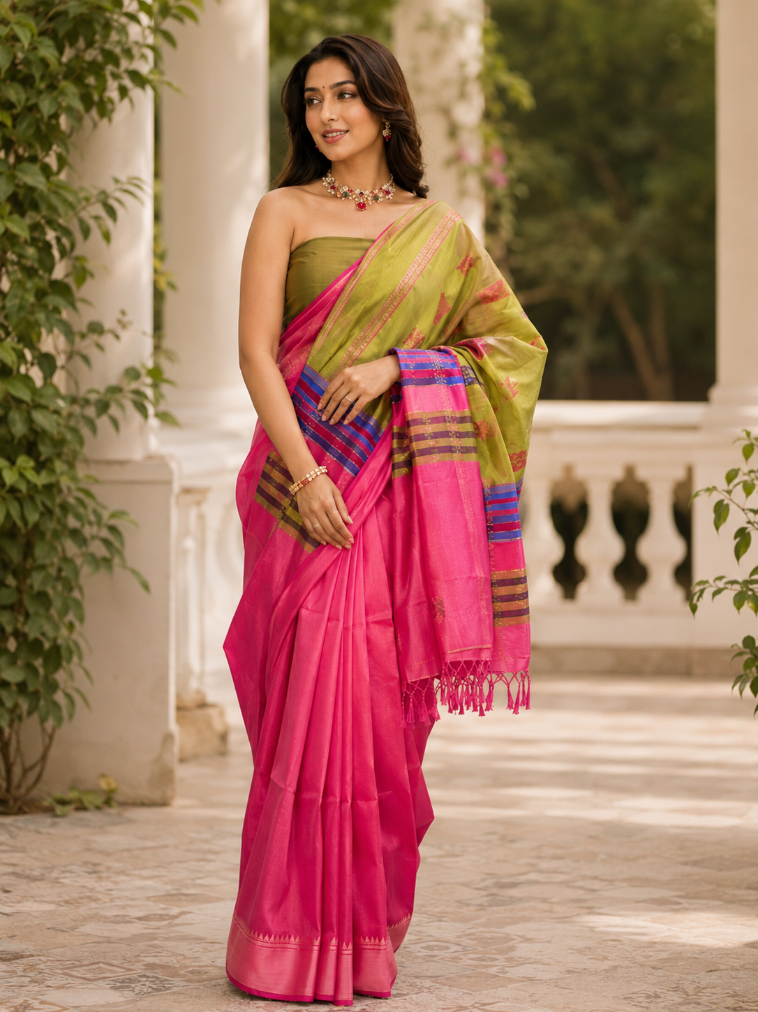 Dual-Tone Tussar Silk Saree