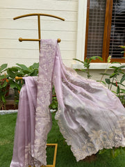 Lavender organza Handloom Saree