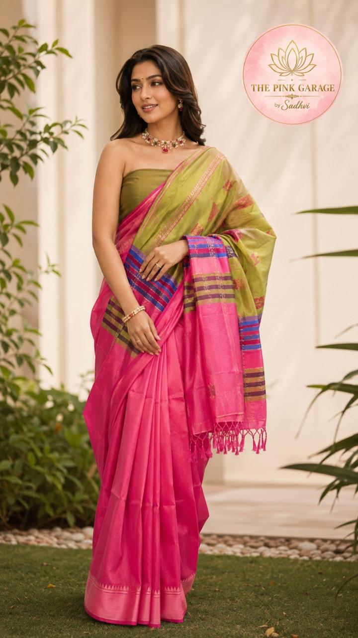 Dual-Tone Tussar Silk Saree