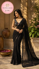 Black Chiffon Saree with Statement