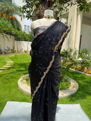 Handloom Black & Silver Tissue organza