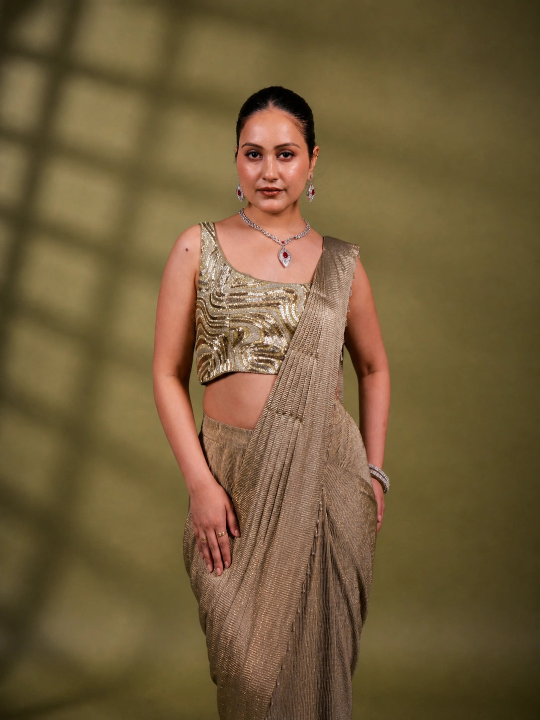 Mettalic gold drape